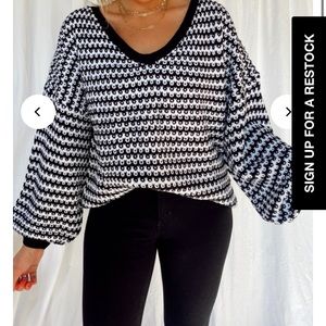 Black & white v-neck sweater